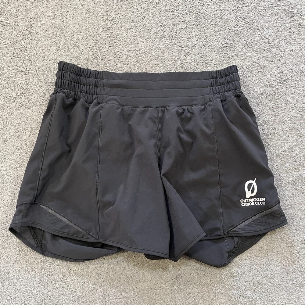 Lululemon Hotty Hot Black Outrigger Canoe Club Running Shorts Women's Size 8